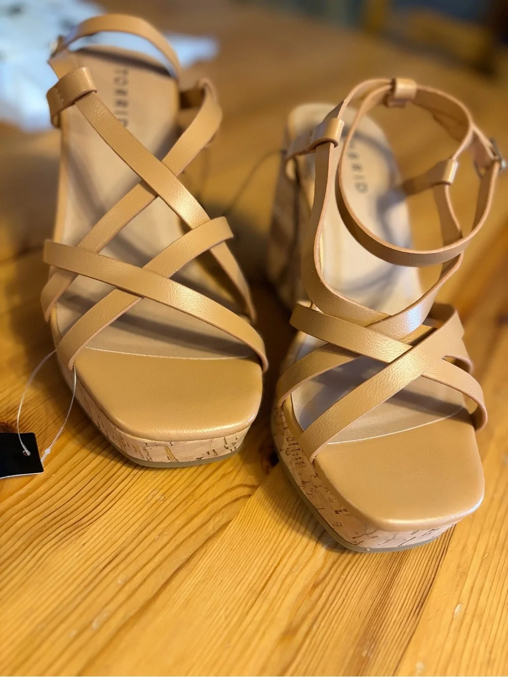 torrid Tan Cork Wedge Sandals - Strappy Platform